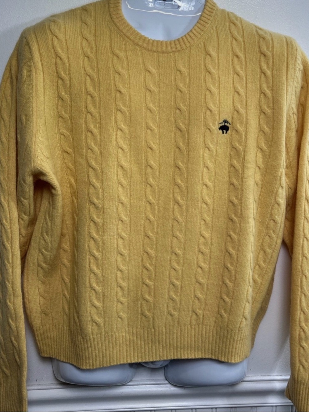 Brooks Brothers Lambs Wool Ivy League Academia  Cable-Knit Crewneck Sweater